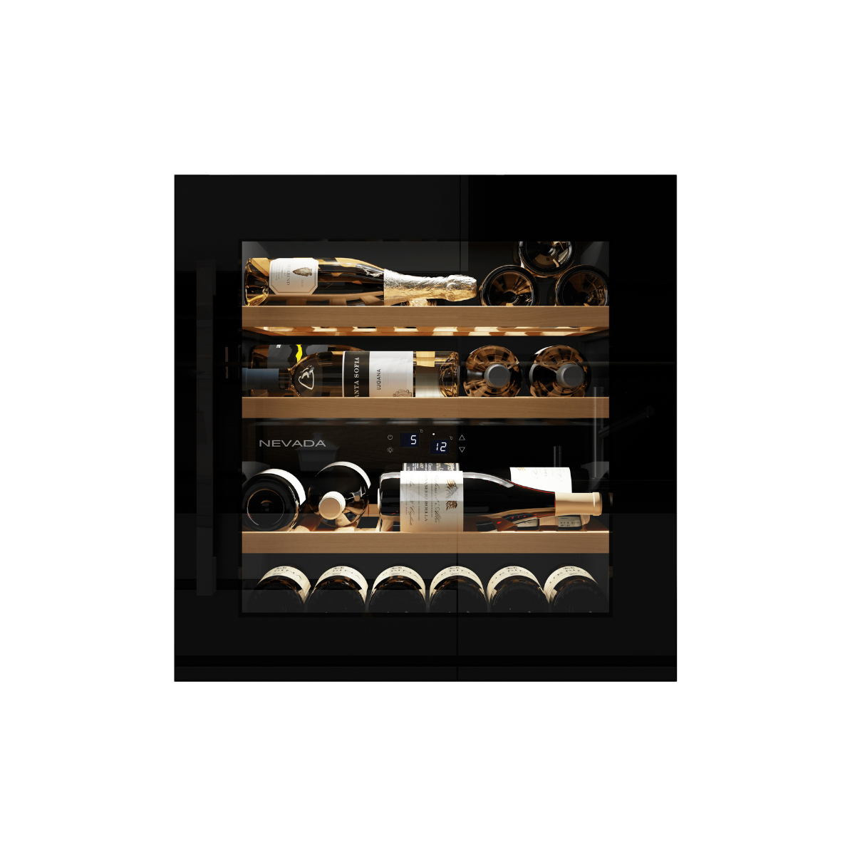 Cantinetta Nevada Nera Full Glass con Maniglia Nera (41 Bottiglie) Da Incasso